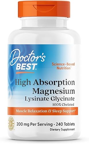 Doctor's Best High Absorption Magnesium Glycinate Lysinate 240 tablets supplement bottle