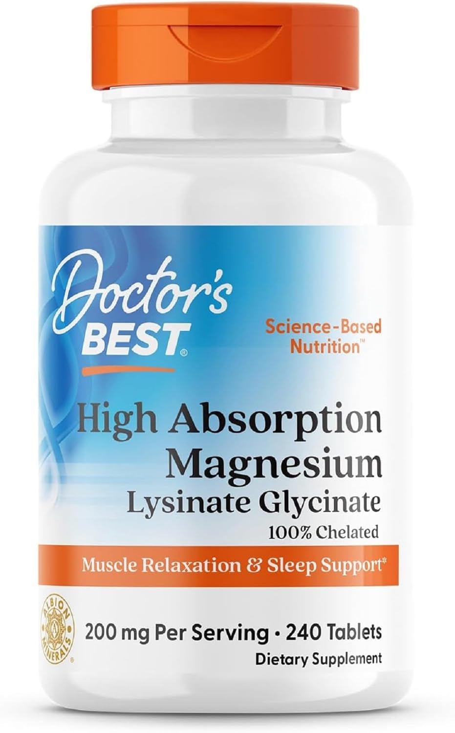 Doctor's Best High Absorption Magnesium Glycinate Lysinate chelated tablets