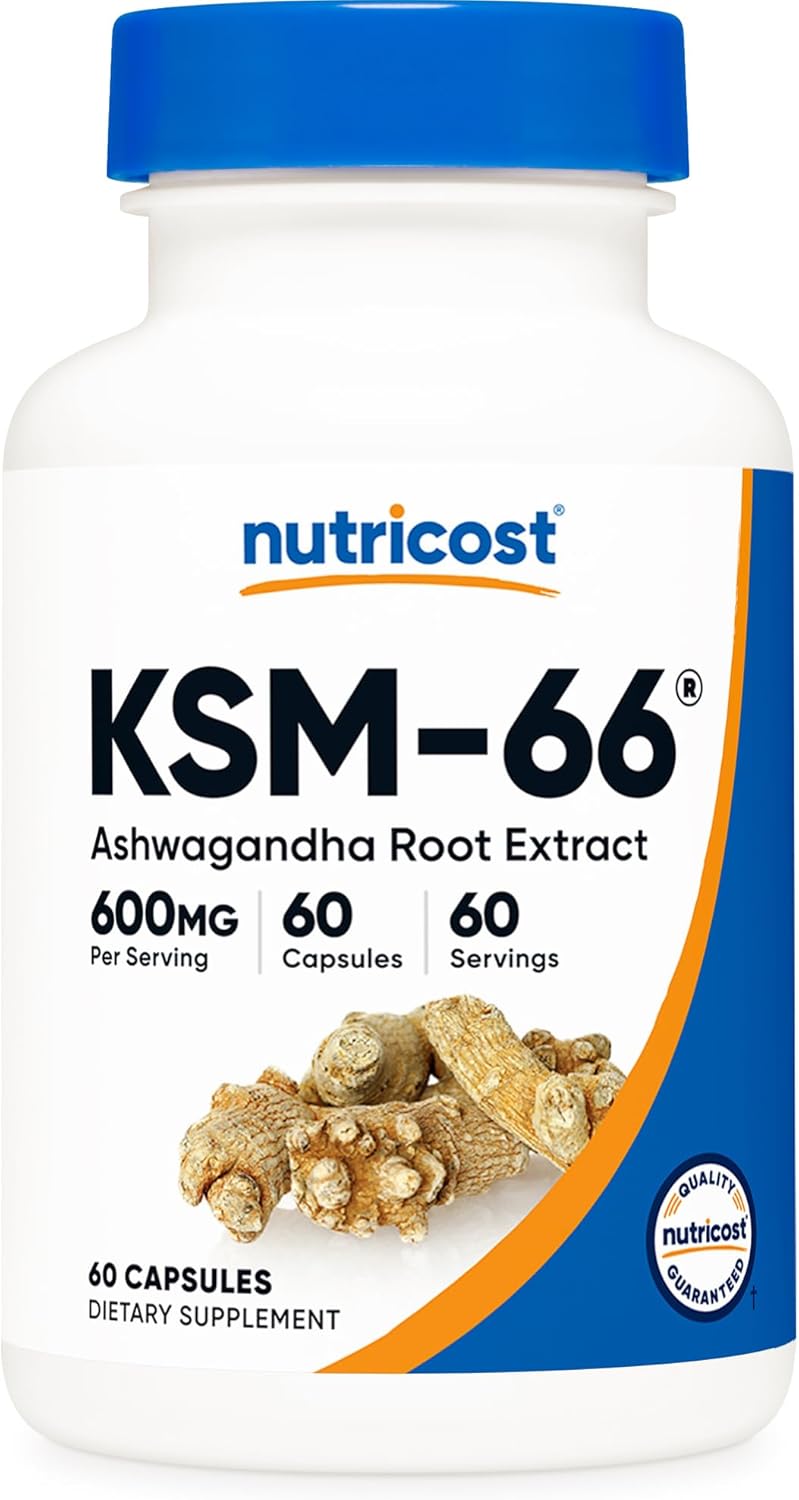 Nutricost KSM-66 Ashwagandha 600mg with black pepper veggie capsules