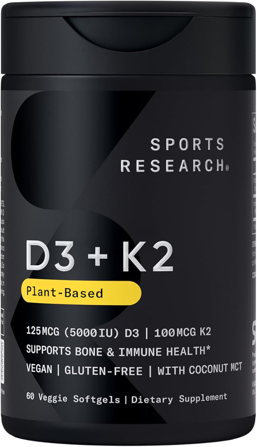 Sports Research Vitamin D3 K2 with MK-7 in coconut oil softgels
